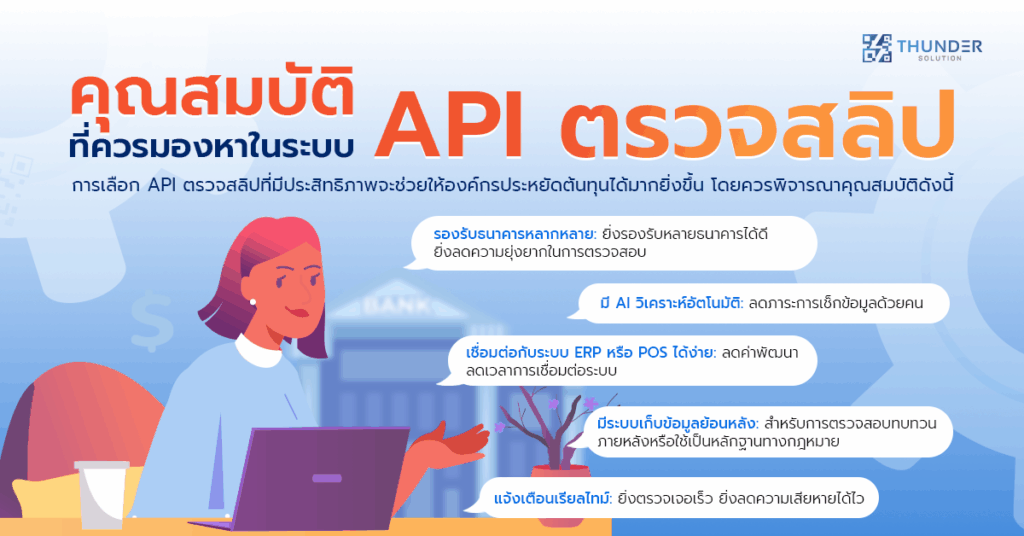 คุณสมบัติที่ควรมองหาในระบบ API ตรวจสลิป